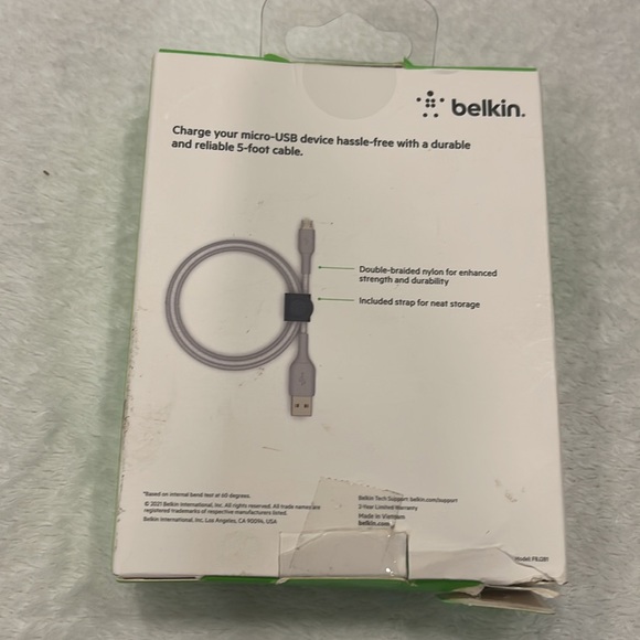 Belkin Boost Up 5 Ft Charge 8 Pins To USB-A Cable & Strap for Samsung LG - Picture 2 of 6